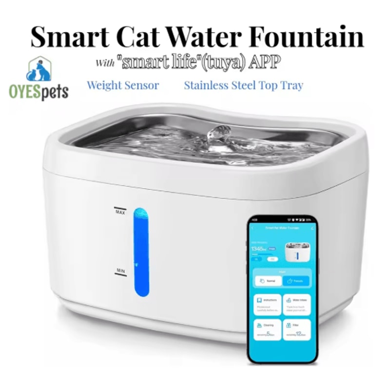 AquaSense Smart Cat Water Fountain APPControlled 25L Wireless Pet Water Dispenser With Stainless St 0