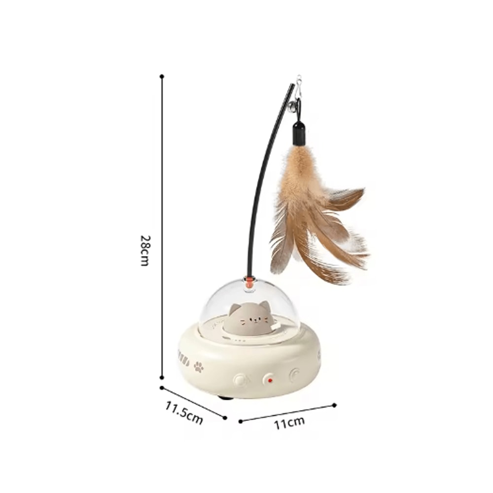 Orbit Play Smart UFO Cat Teaser Toy Electric Interactive Feather Wand With Bell For Indoor Cats 1