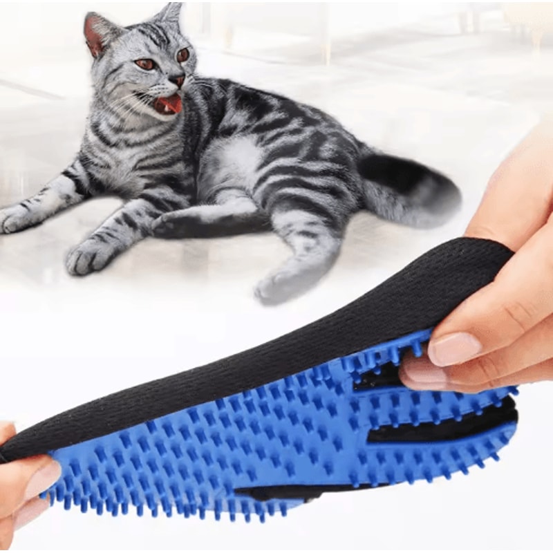 Fur Care Pet Grooming Gloves Silicone Hair Remover Massage Brush For Cats Dogs 2