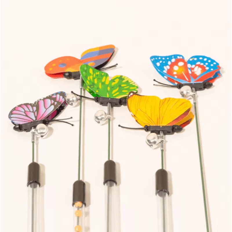 FlutterSpring Retractable Cat Teaser Wand Extendable Butterfly Toy For Interactive Play Exercise 3
