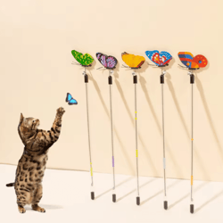 flutterspring retractable cat teaser wand – extendable butterfly toy for interactive play & exercise