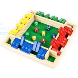 wooden shut the box board game for 4 players – family dice math game