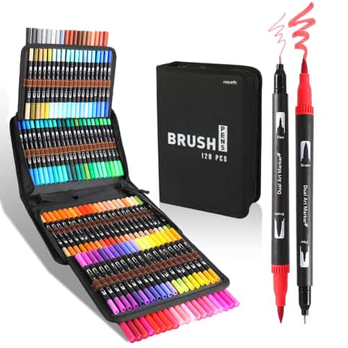 Dual Tip Brush Markers Set for Coloring and Lettering 72 120 or 168 Colors