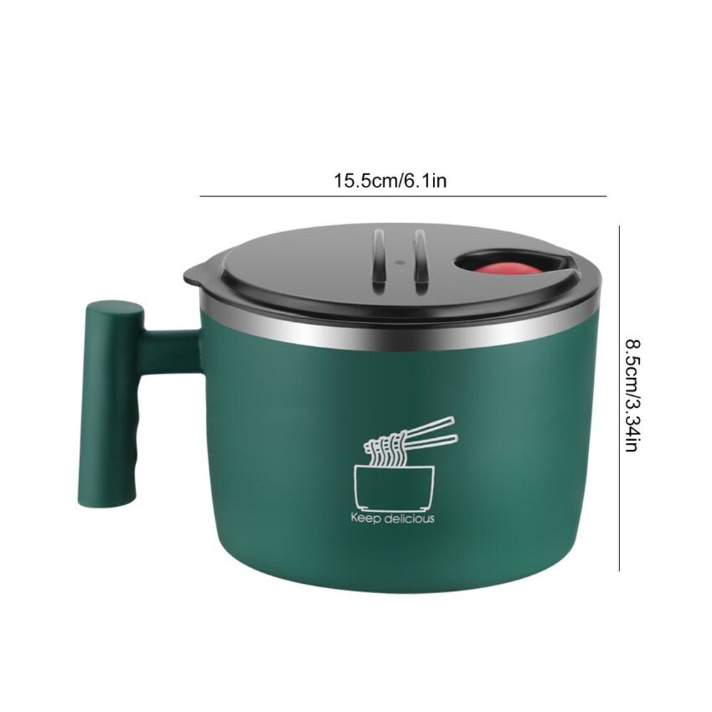Stainless Steel Noodle Bowl With Lid And Drain Portable Soup Bowl 2