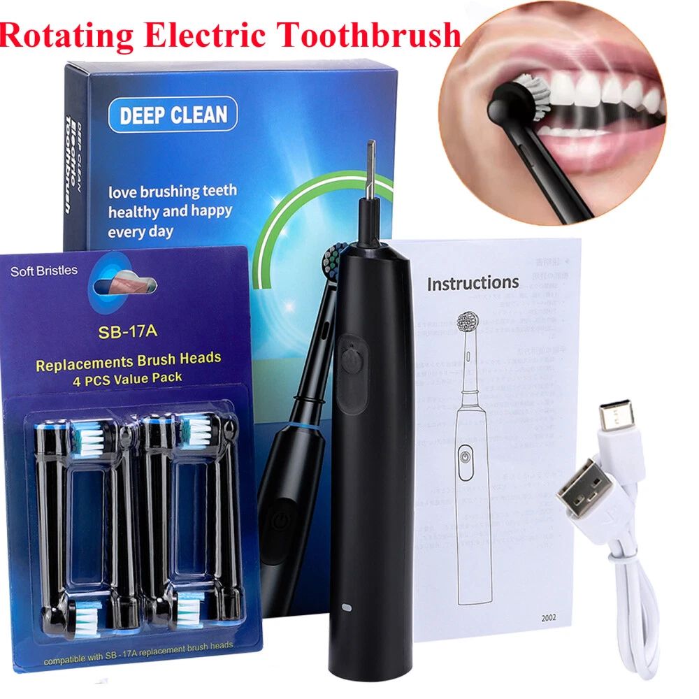 Rotary Electric Toothbrush Rechargeable Adult Toothbrush With 8 Soft Brush Heads 10