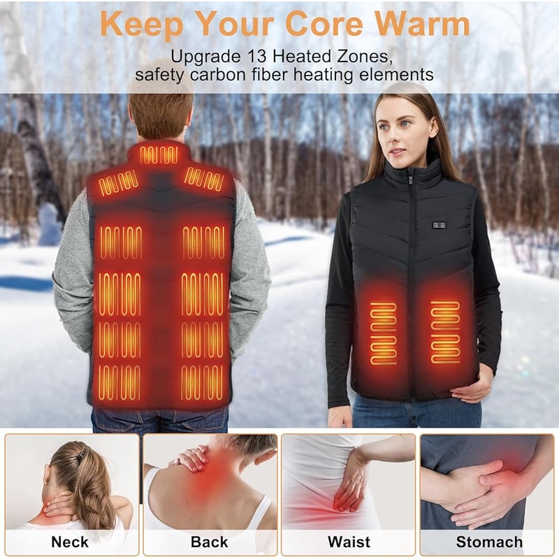 USB Heated Vest Rechargeable Smart Fleece Thermal Vest For Men And Women 4