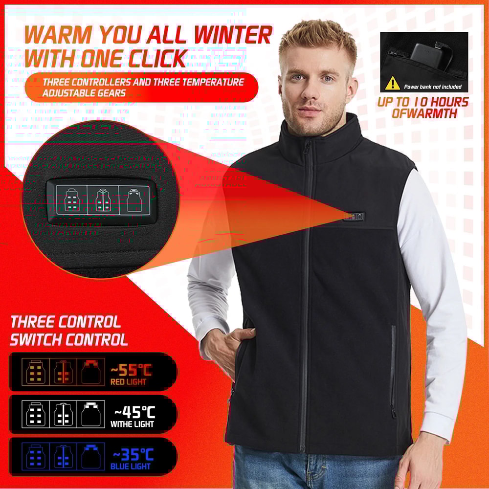 USB Heated Vest Rechargeable Smart Fleece Thermal Vest For Men And Women 8