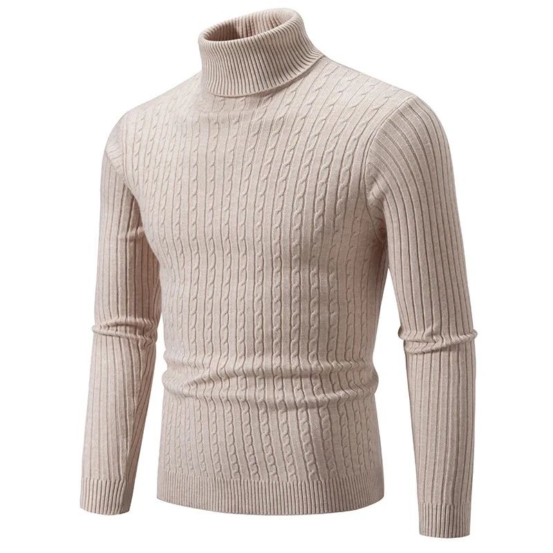Men High Neck Knitted Turtleneck Sweater Warm Casual Winter Pullover 1