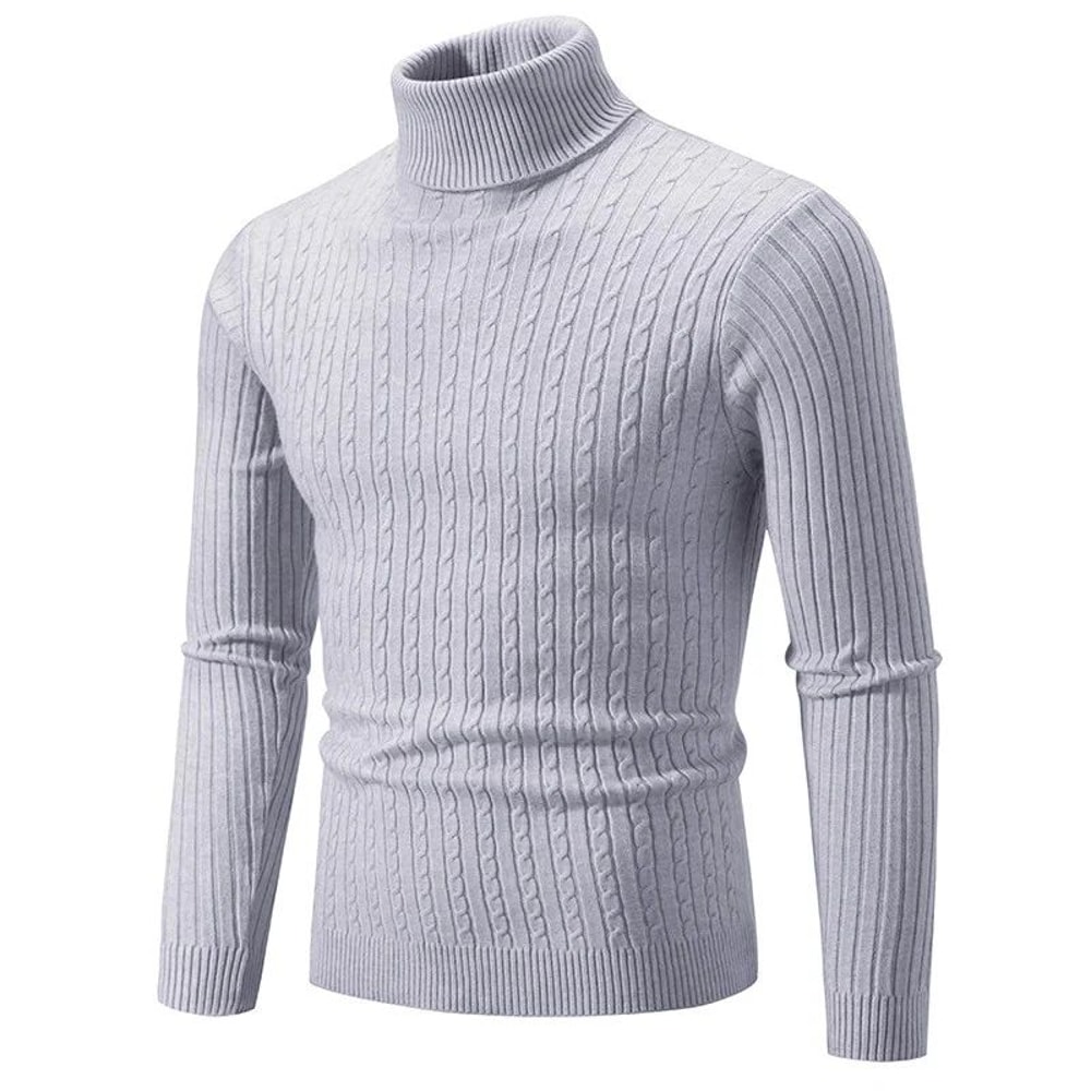 Men High Neck Knitted Turtleneck Sweater Warm Casual Winter Pullover 2