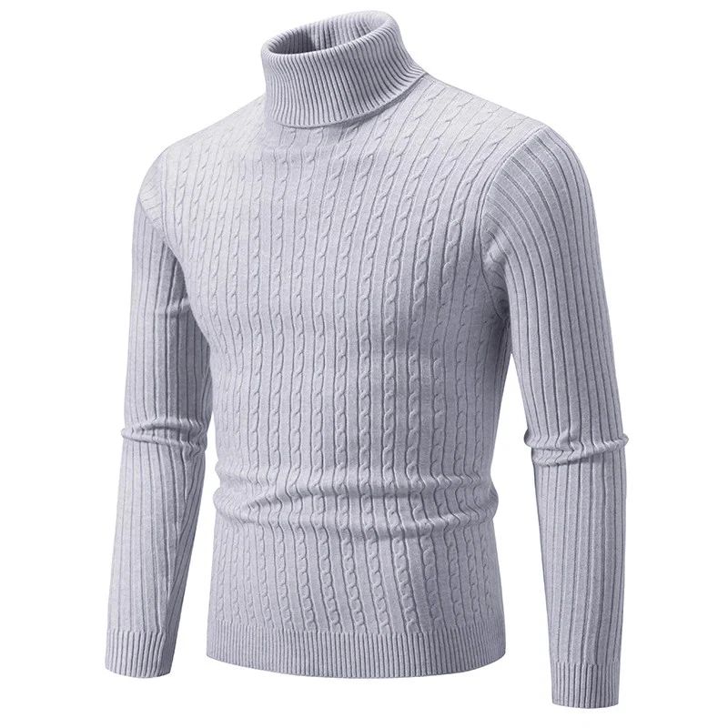 Men High Neck Knitted Turtleneck Sweater Warm Casual Winter Pullover 2