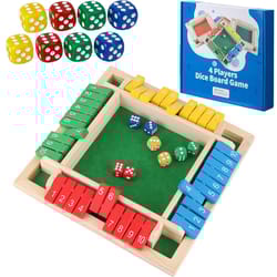 wooden shut the box board game for 4 players – family dice math game
