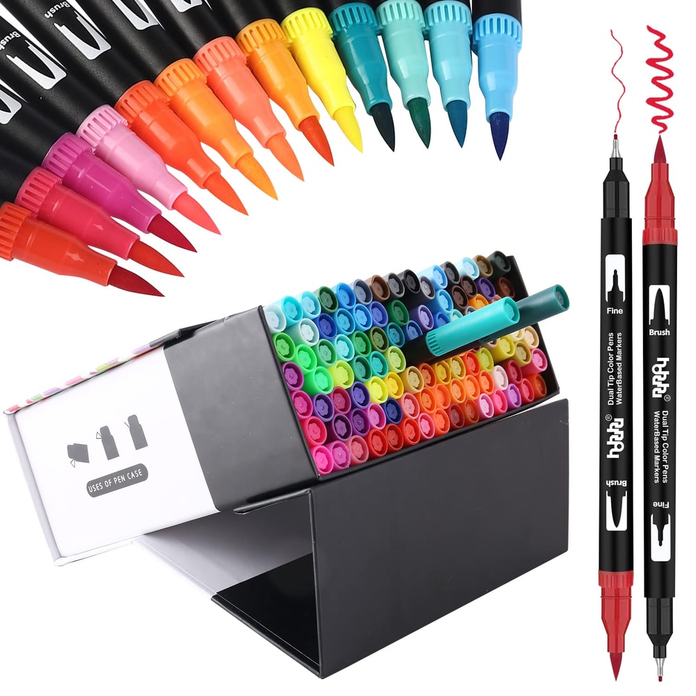 Dual Tip Brush Markers Set for Coloring and Lettering 72 120 or 168 Colors