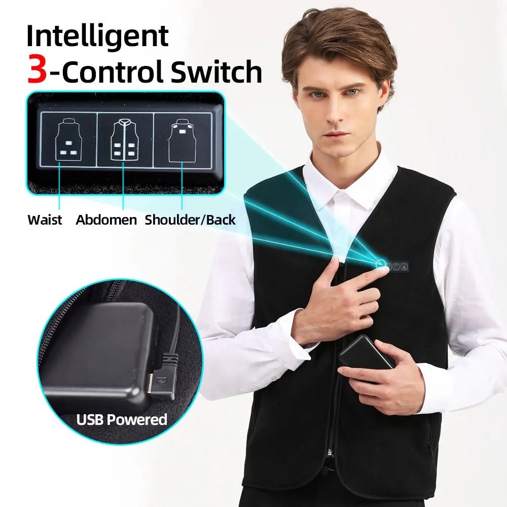USB Heated Vest Rechargeable Smart Fleece Thermal Vest For Men And Women 1