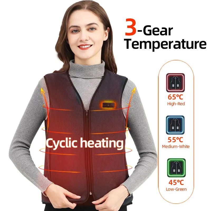 USB Heated Vest Rechargeable Smart Fleece Thermal Vest For Men And Women 2