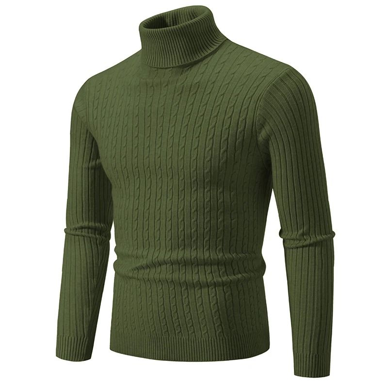 Men High Neck Knitted Turtleneck Sweater Warm Casual Winter Pullover 1