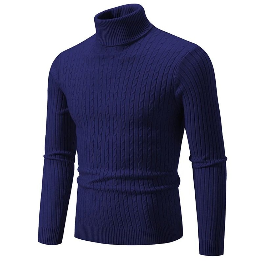 Men High Neck Knitted Turtleneck Sweater Warm Casual Winter Pullover 4