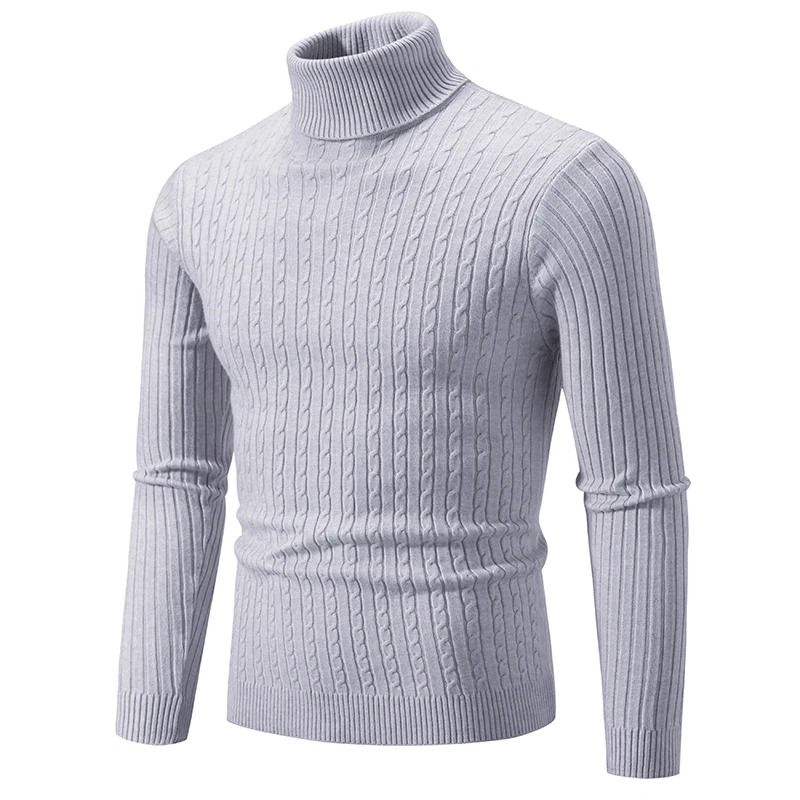 Men High Neck Knitted Turtleneck Sweater Warm Casual Winter Pullover 11