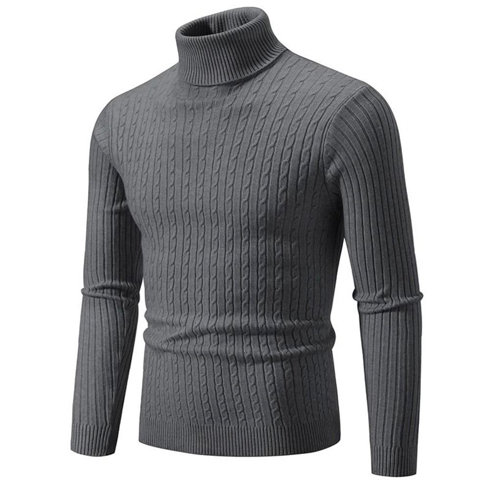 Men High Neck Knitted Turtleneck Sweater Warm Casual Winter Pullover 8