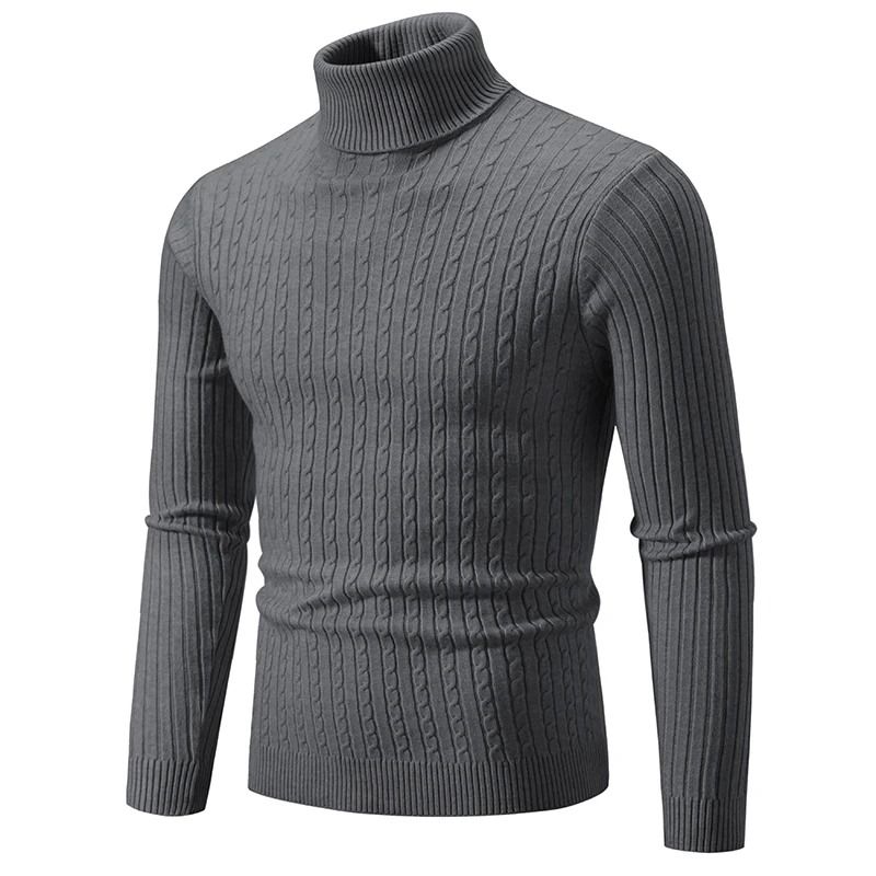 Men High Neck Knitted Turtleneck Sweater Warm Casual Winter Pullover 8