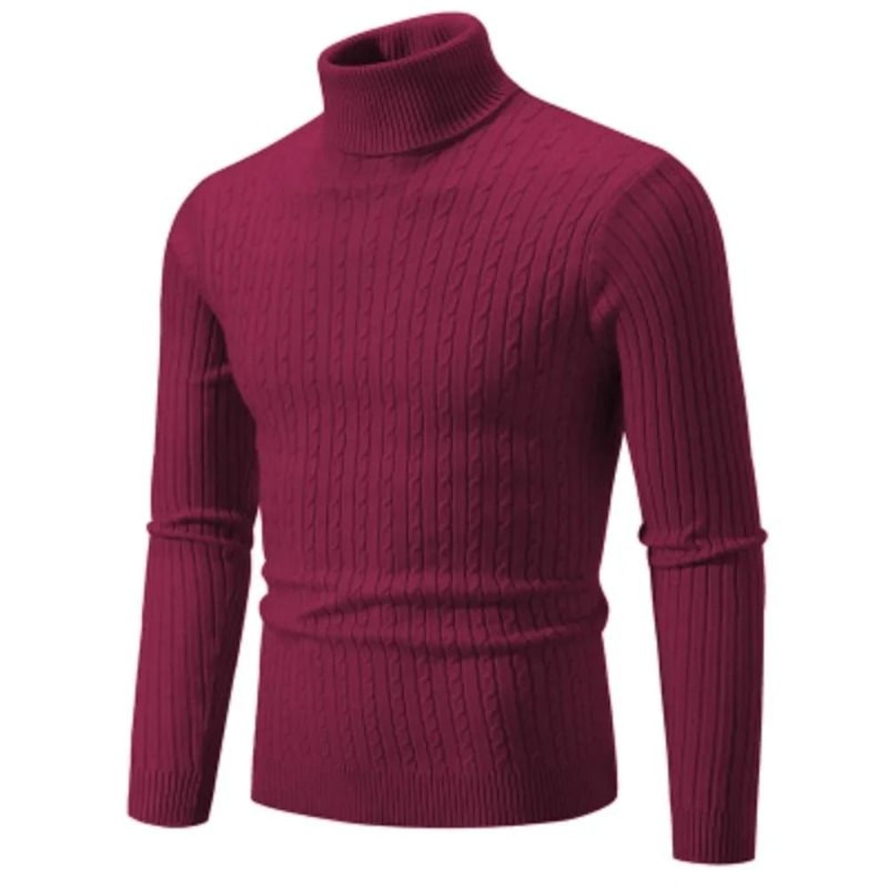 Men High Neck Knitted Turtleneck Sweater Warm Casual Winter Pullover 9