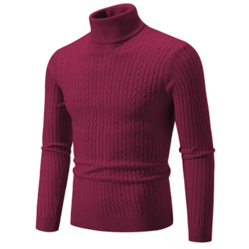 Men High Neck Knitted Turtleneck Sweater Warm Casual Winter Pullover 9