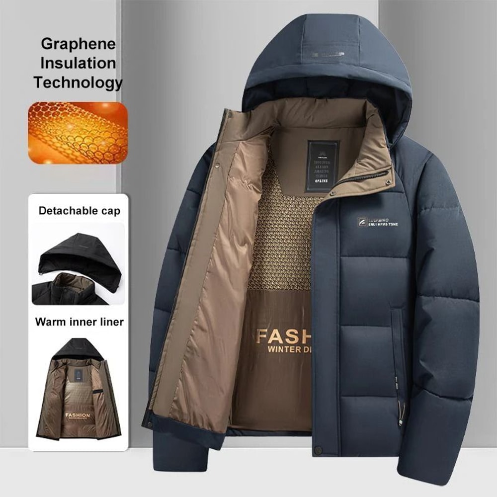 Graphene Warm Windproof Jacket Men Winter Hooded Overcoat 5