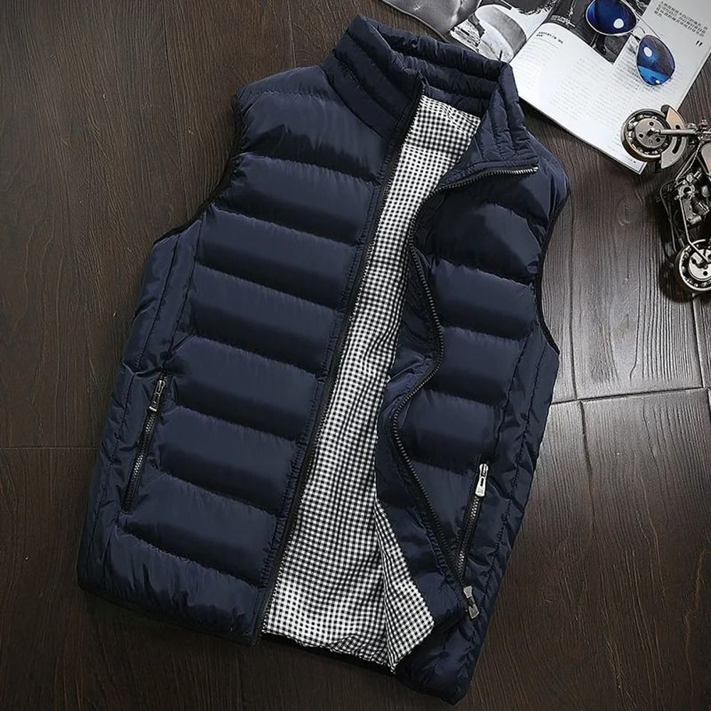 Men Windproof Padded Sleeveless Winter Vest Jacket 3