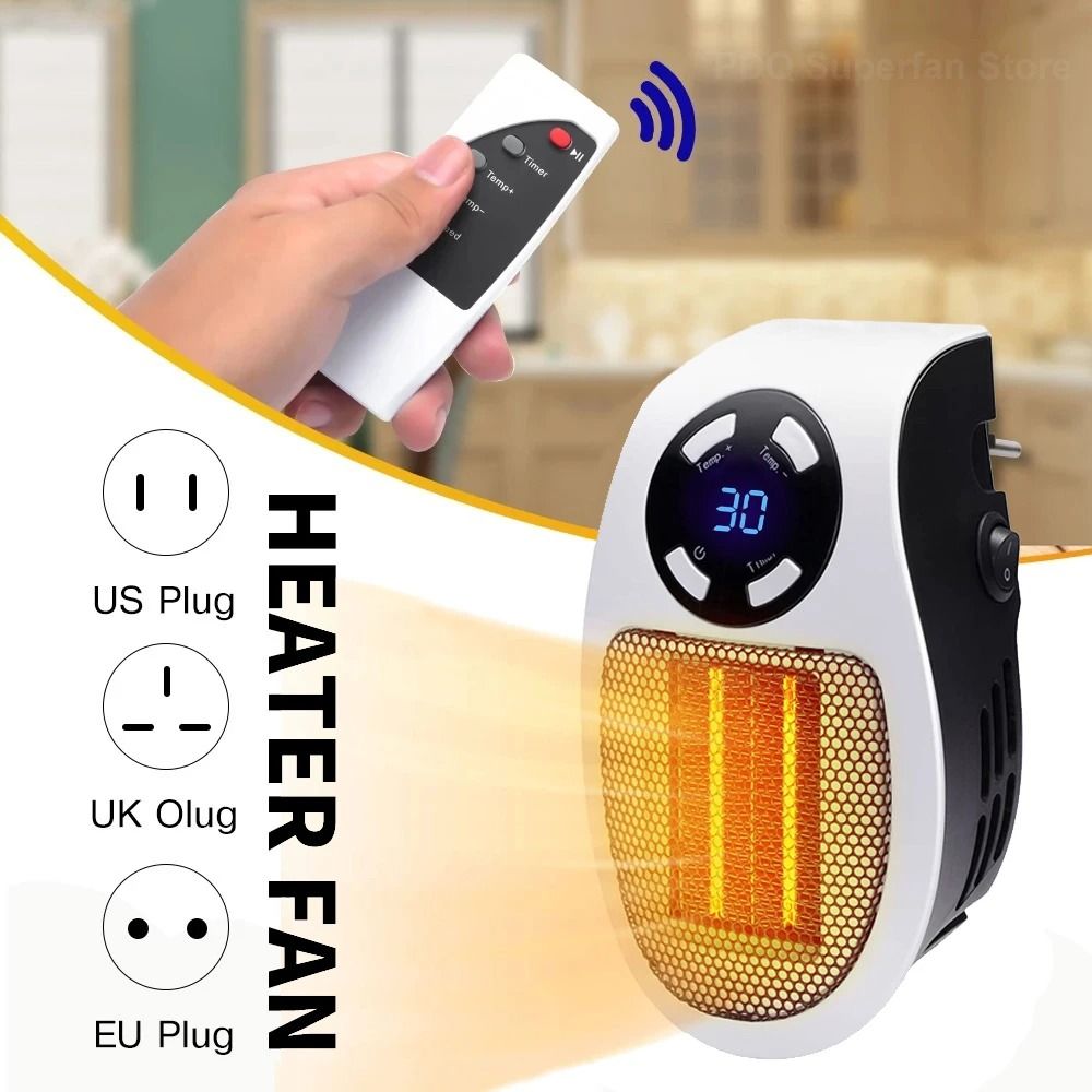 500W Plug In Portable Electric Space Heater With Remote Control 1