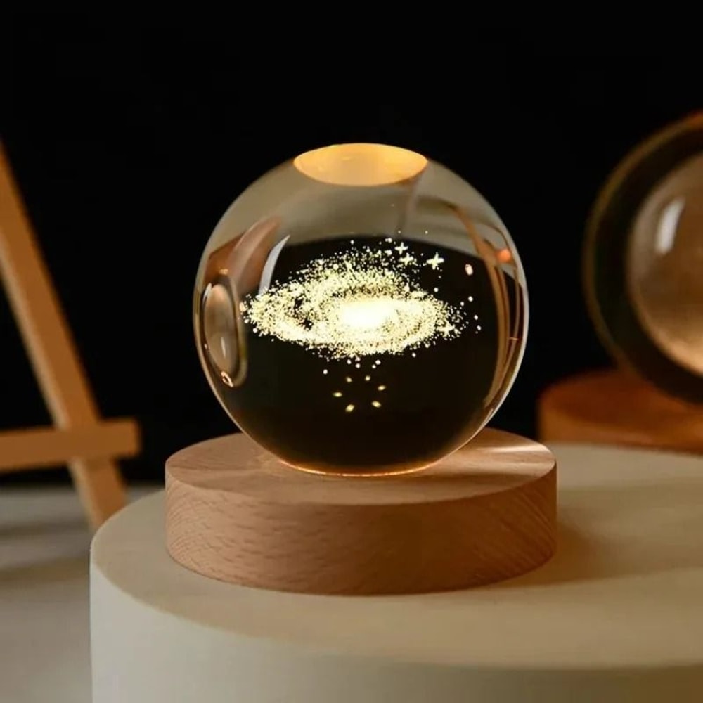 3D Crystal Ball LED Galaxy Lamp With Solar System Engraving 10