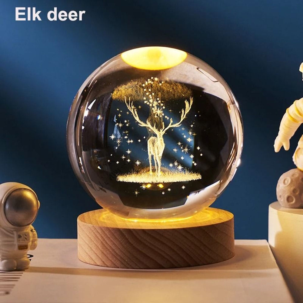 3D Crystal Ball LED Galaxy Lamp With Solar System Engraving 2