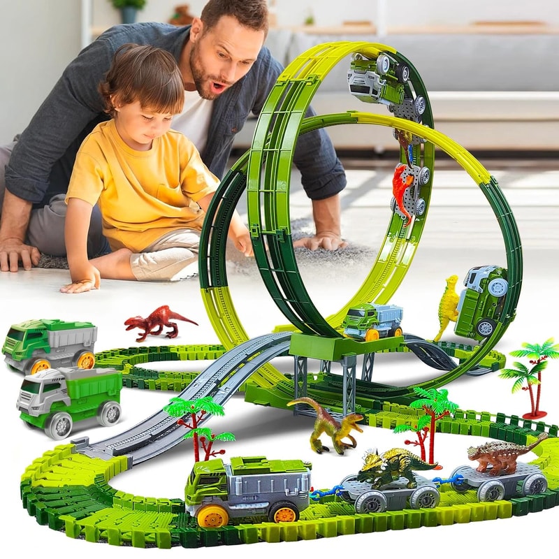 Magic Dinosaur Climbing Track Train Playset For Kids 0