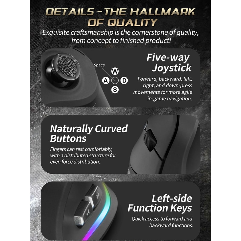 ZELOTES F18 Vertical Ergonomic Wireless Gaming Mouse With Bluetooth High DPI Control 1