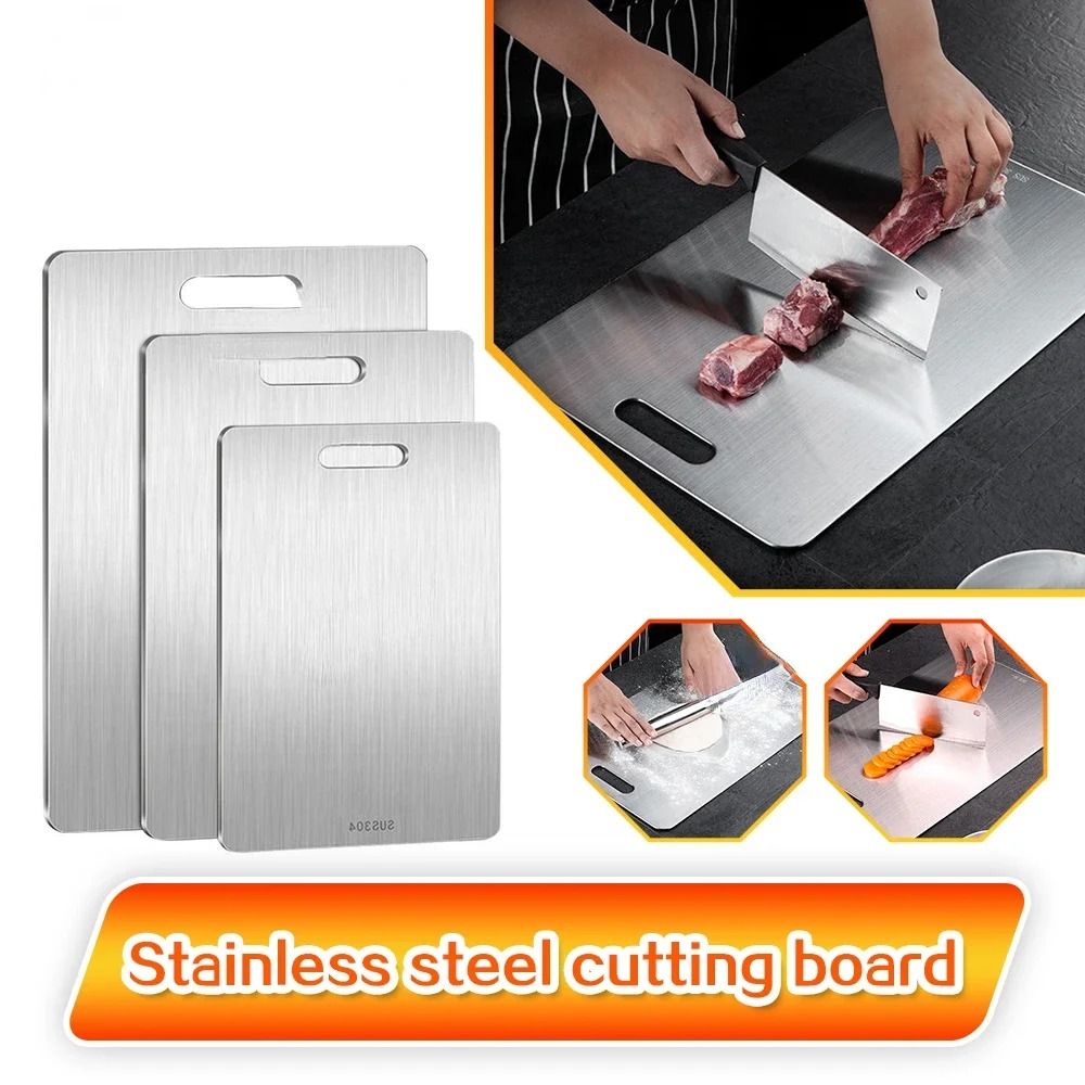 Stainless Steel Double Sided Cutting Board For Kitchen And Dough Prep 8
