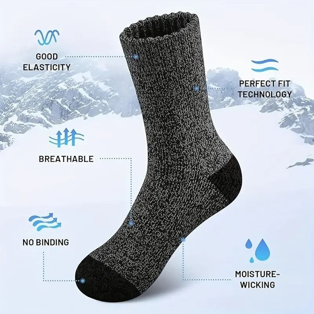 Mens Merino Wool Thermal Hiking Socks 5 Pair Pack 6