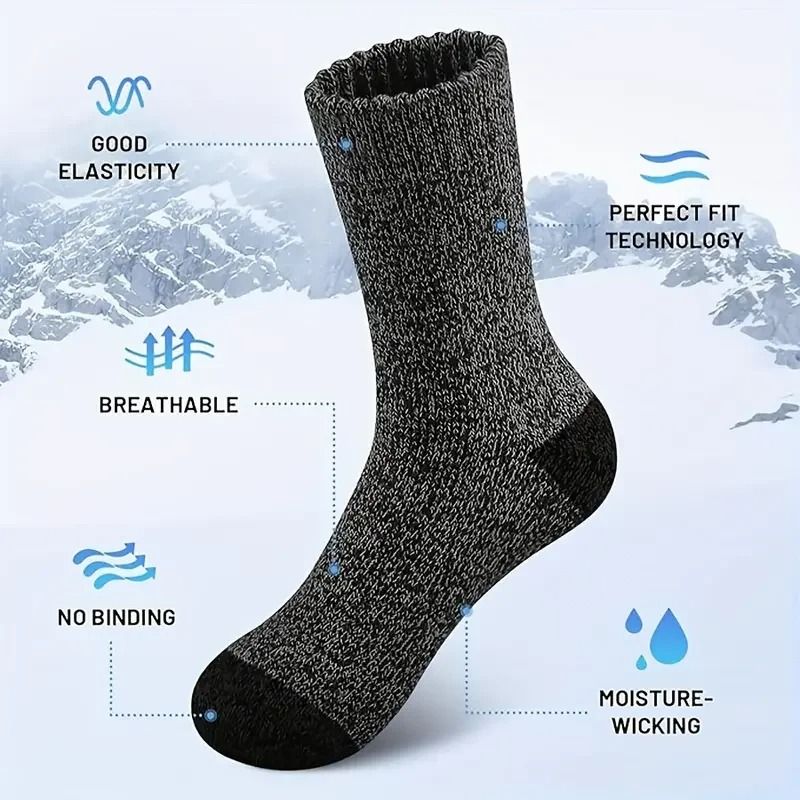 Mens Merino Wool Thermal Hiking Socks 5 Pair Pack 6