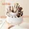 Rotating Makeup Organizer With Brush Holder And Storage Compartments 3