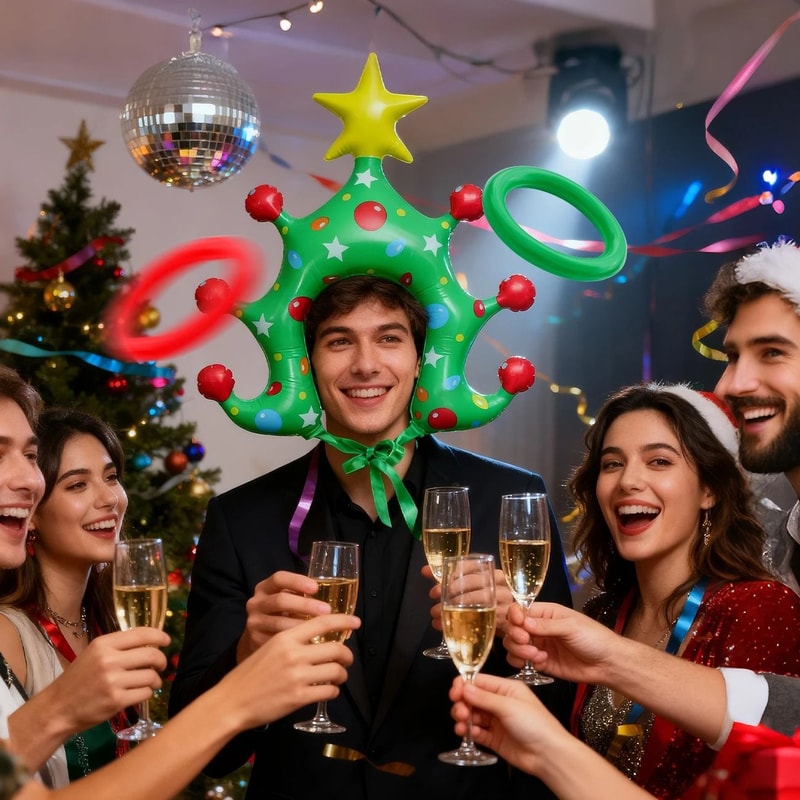 Inflatable Christmas Ring Toss Headband Party Game 3