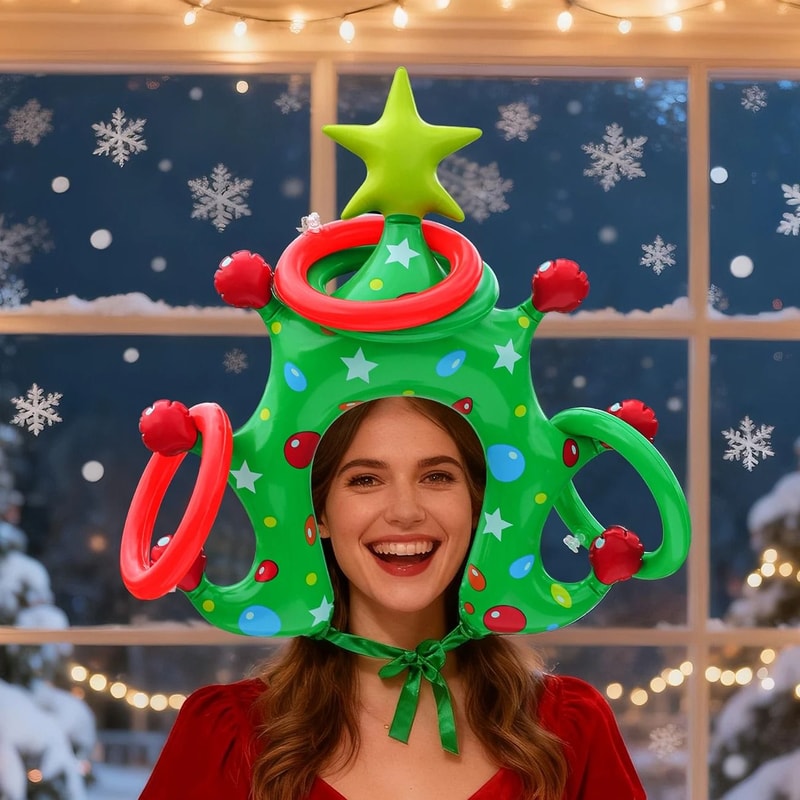 Inflatable Christmas Ring Toss Headband Party Game 4