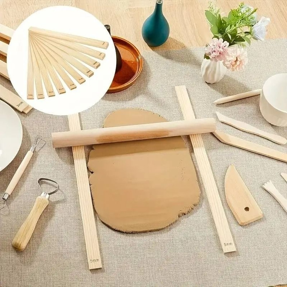 Wooden Clay Rolling Guides Set For Even Slab Thickness 3