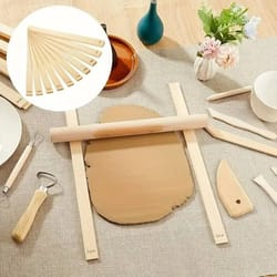 wooden clay rolling guides set for even slab thickness