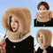 Womens Thermal Plush Hood Scarf Mask Windproof Winter Set 3