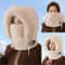 Womens Thermal Plush Hood Scarf Mask Windproof Winter Set 7