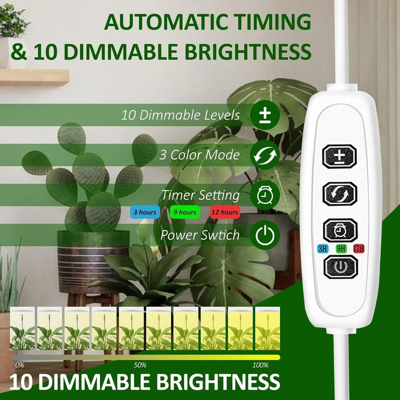 Full Spectrum LED Grow Light With Timer And Adjustable Height For Indoor Plants 8