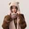 Cute Bear Ear Plush Winter Hat Scarf And Gloves Set 9