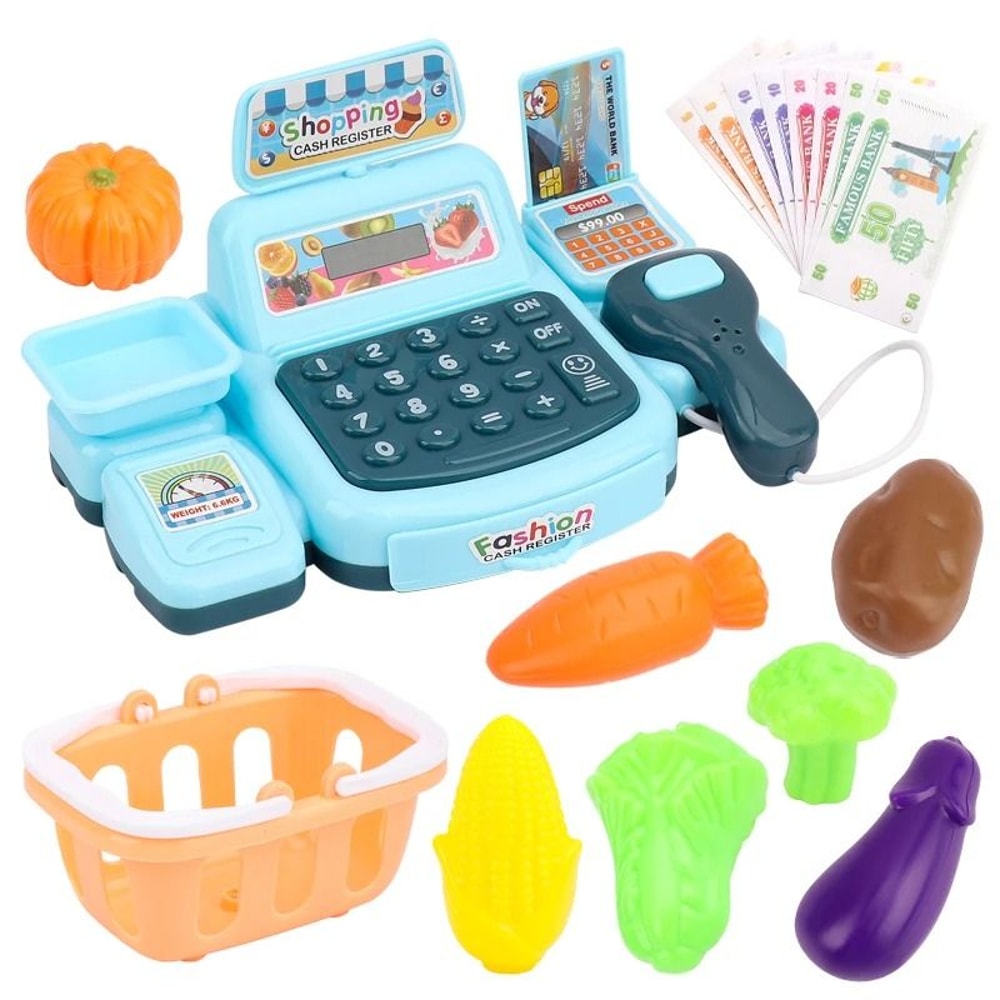 Kids Supermarket Cash Register Toy With Lights And Sound 9