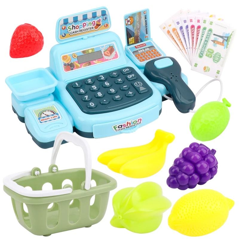 Kids Supermarket Cash Register Toy With Lights And Sound 8
