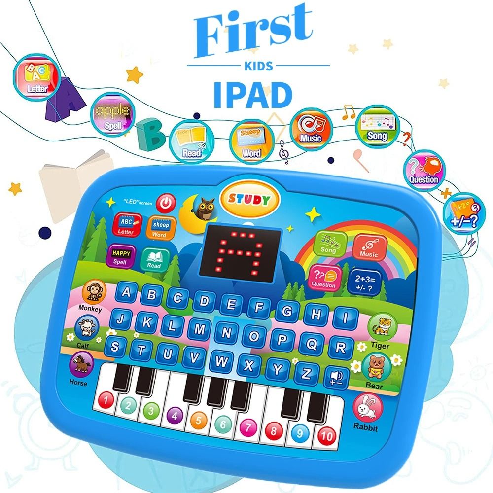 Kids Educational Learning Tablet Toy For Math Alphabet Music With Keyboard 4