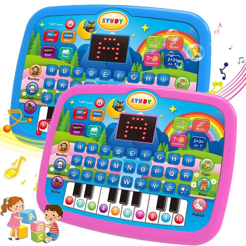 Kids Educational Learning Tablet Toy For Math Alphabet Music With Keyboard 7
