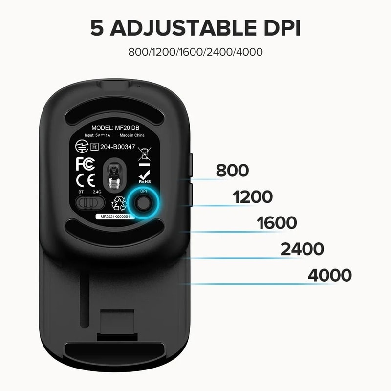 Delux Folding Wireless Mouse Bluetooth Silent Ultra Light 9