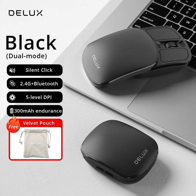 Delux Folding Wireless Mouse Bluetooth Silent Ultra Light 10